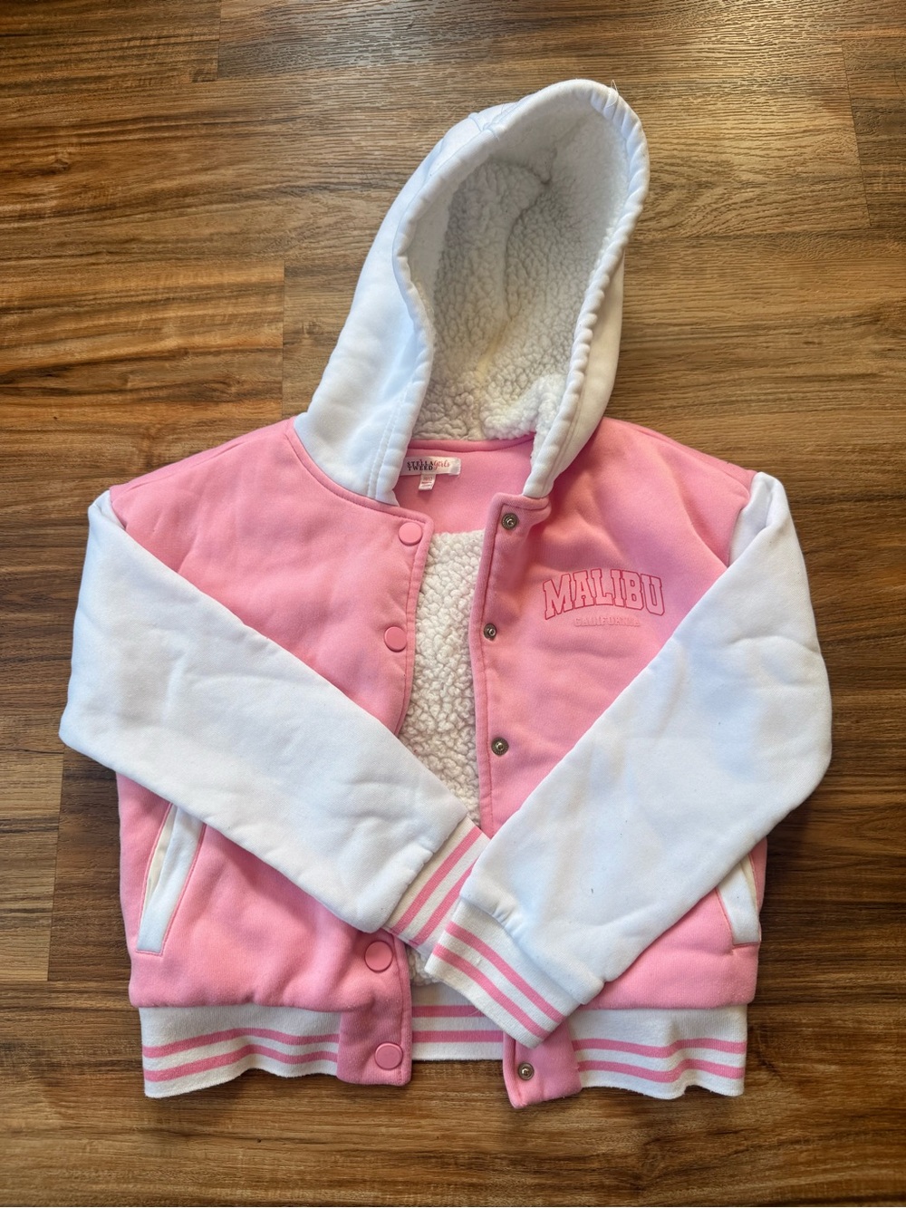 Stella Tweed Pink and White Sherpa-Lined Hoodie